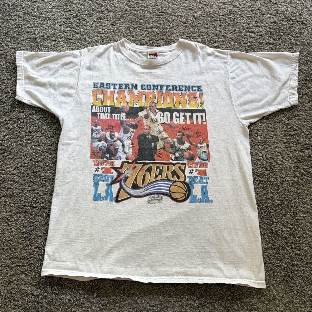 Vintage 2001 NBA Finals Philadelphia 76ers Sixers T-Shirt Iverson Men’s Size XL